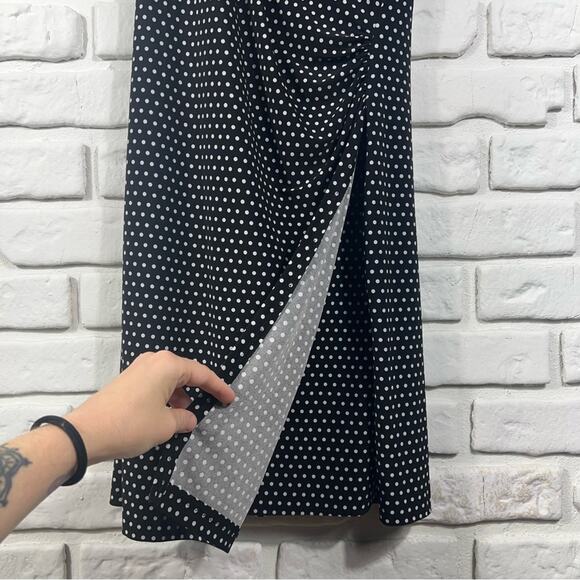 Norma Kamali Polka Dot Faux Wrap Dress Size Small - Picture 6 of 9